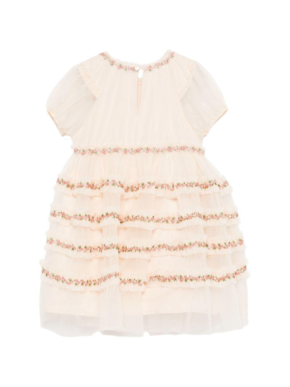 Abito per bambina Konges Sløjd bianco con decorazione a fiori - Rubino Kids