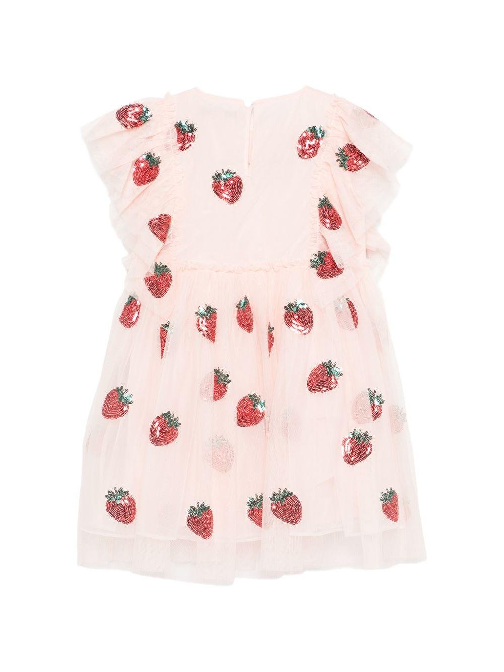 Abito per bambina Konges Slojd rosa con stampa fragole all - over - Rubino Kids