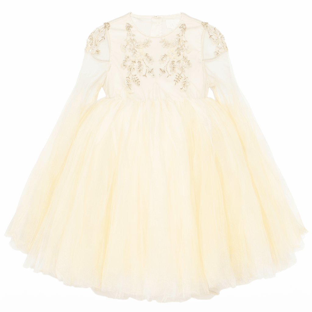 Abito per bambina Maison Ava giallo con decorazione con cristalli - Rubino Kids