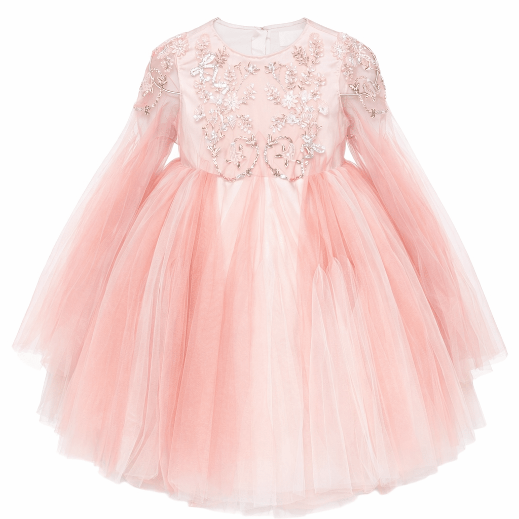 Abito per bambina Maison Ava rosa con decorazione in cristalli - Rubino Kids