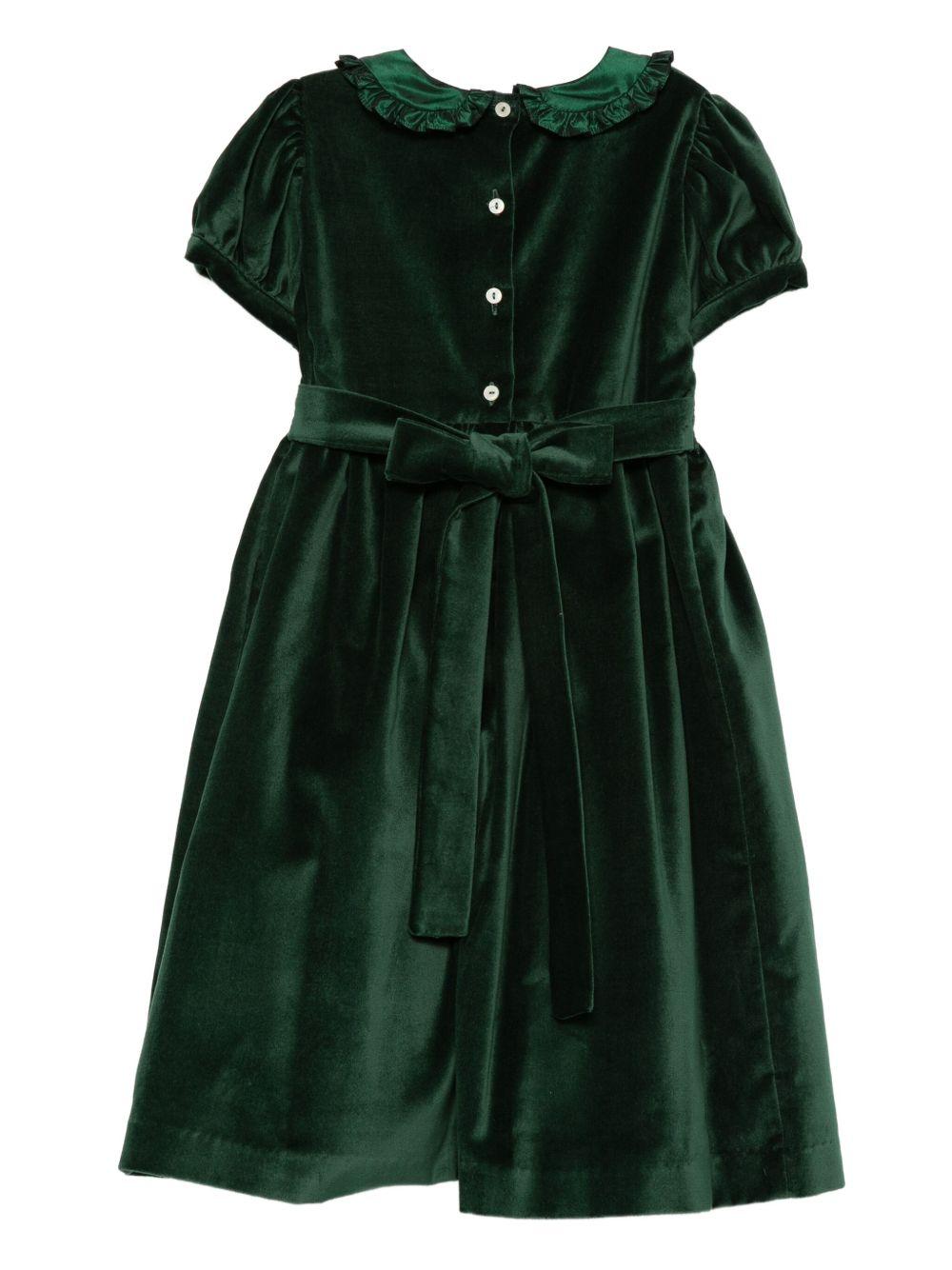 Abito per bambina Mariella Ferrari verde in velluto - Rubino Kids