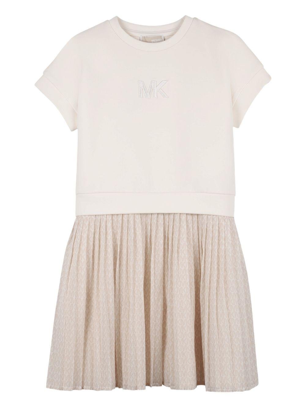 Abito per bambina Michael Kors Kids beige con gonna plissettata - Rubino Kids