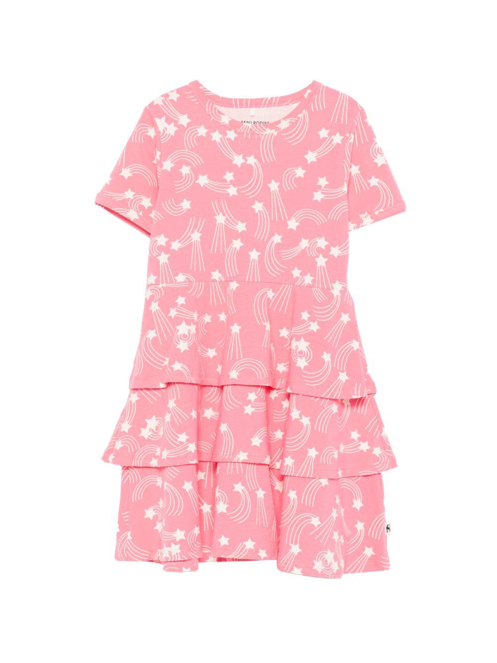 Abito per bambina Mini Rodini rosa con stampa a stelle all - over - Rubino Kids