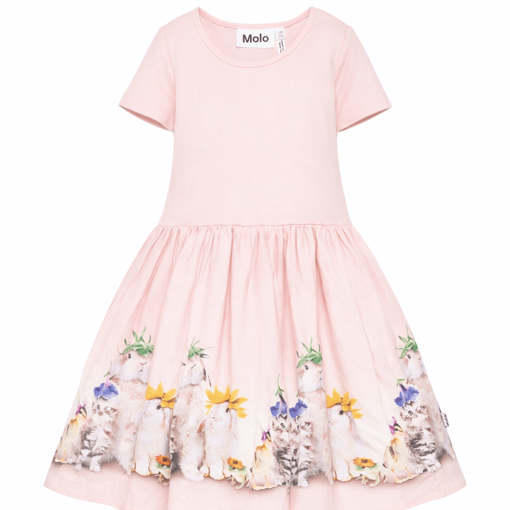 Abito per bambina Molo rosa con stampa grafica animali - Rubino Kids