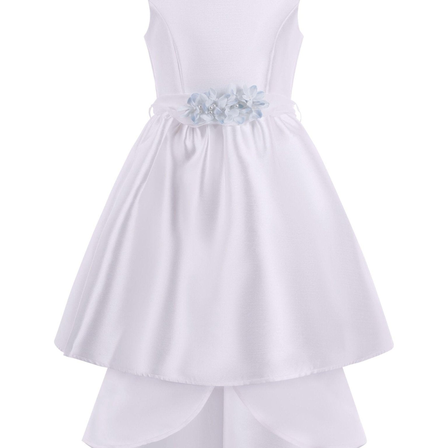 Abito per bambina Monnalisa bianco con applicazione a fiori - Rubino Kids