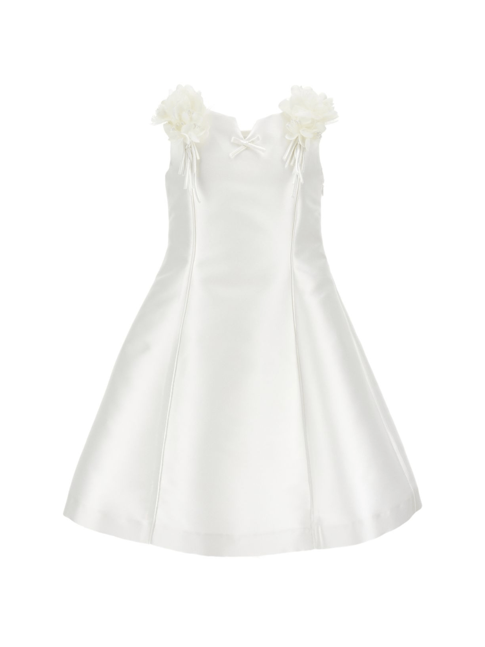 Abito per bambina Monnalisa bianco con applicazioni a fiori - Rubino Kids