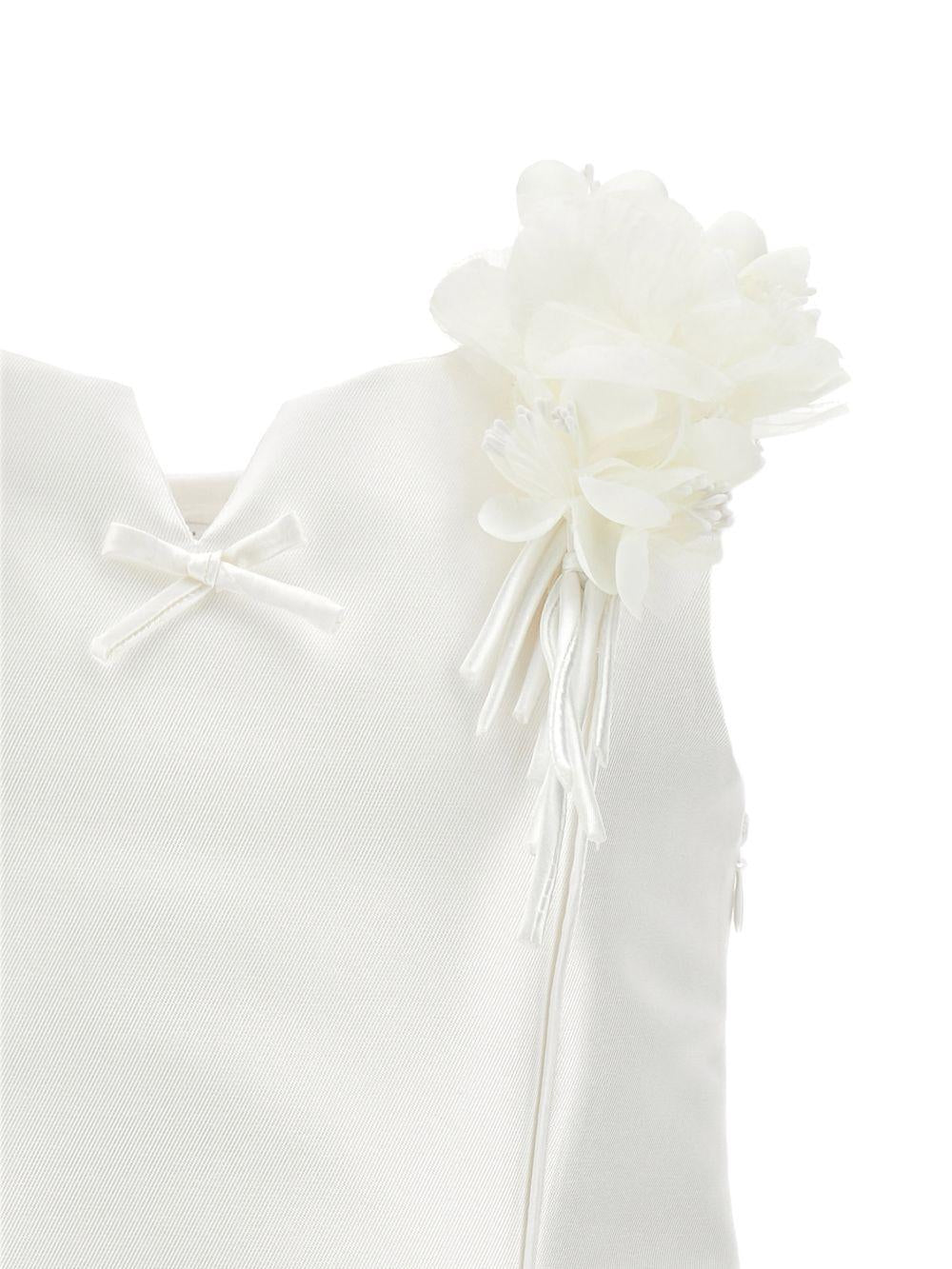 Abito per bambina Monnalisa bianco con applicazioni a fiori - Rubino Kids