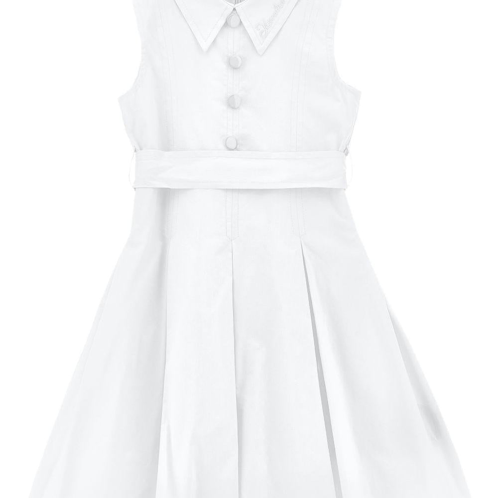 Abito per bambina Monnalisa bianco con dettaglio con fiocco - Rubino Kids