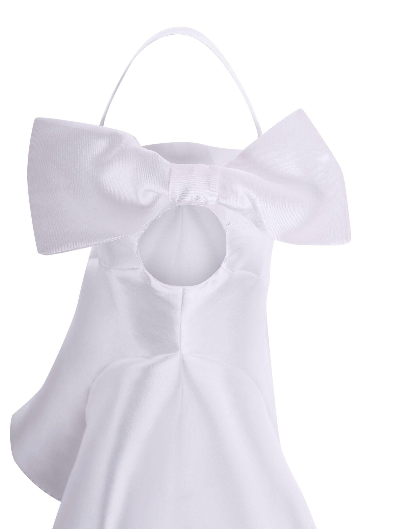 Abito per bambina Monnalisa bianco monospalla con fiocco - Rubino Kids