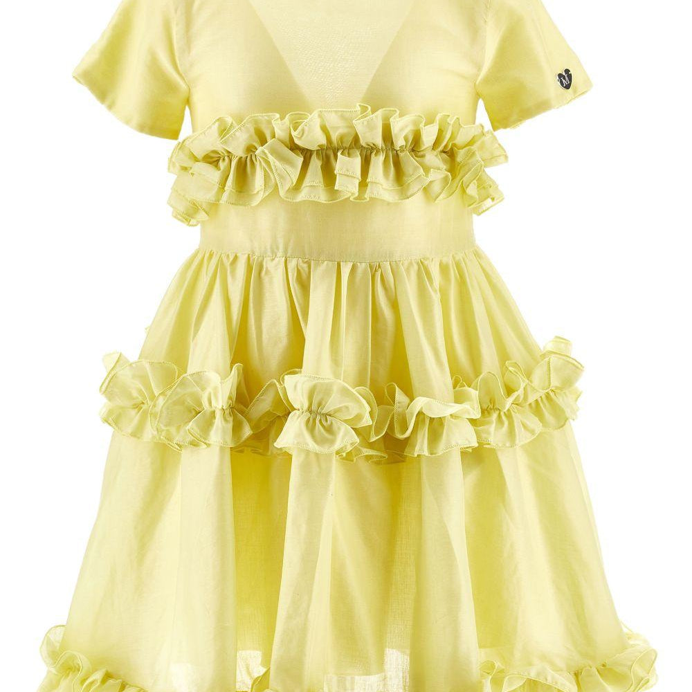 Abito per bambina Monnalisa giallo con ruches - Rubino Kids