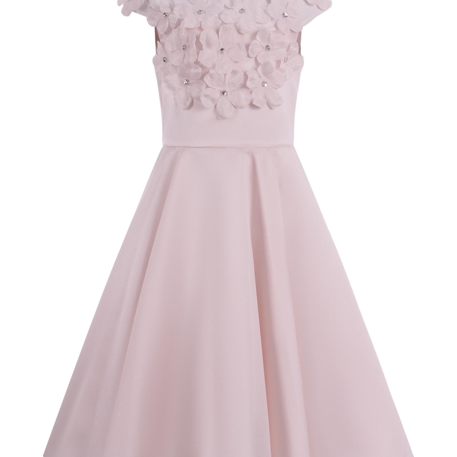Abito per bambina Monnalisa rosa con applicazione a fiori - Rubino Kids