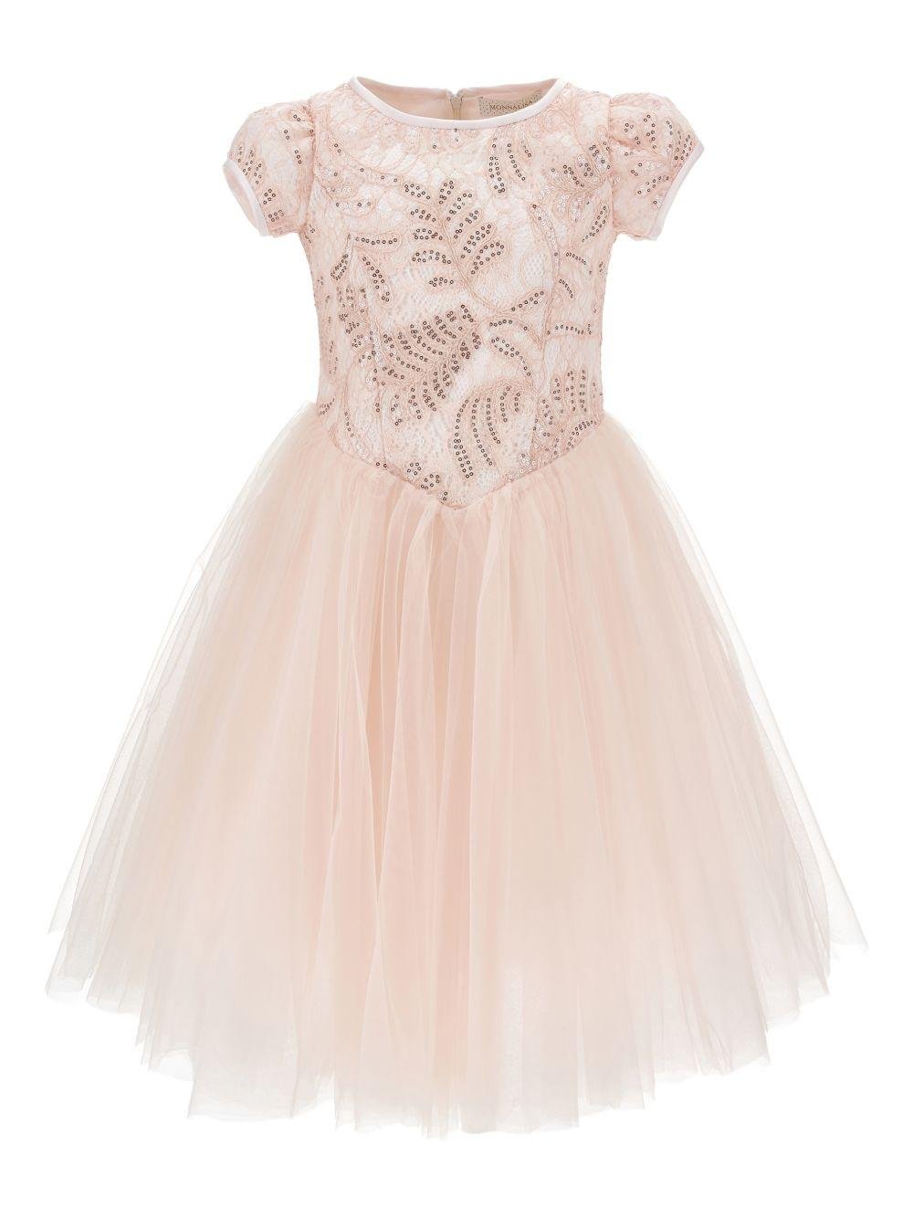 Abito per bambina Monnalisa rosa con decorazione con paillettes - Rubino Kids
