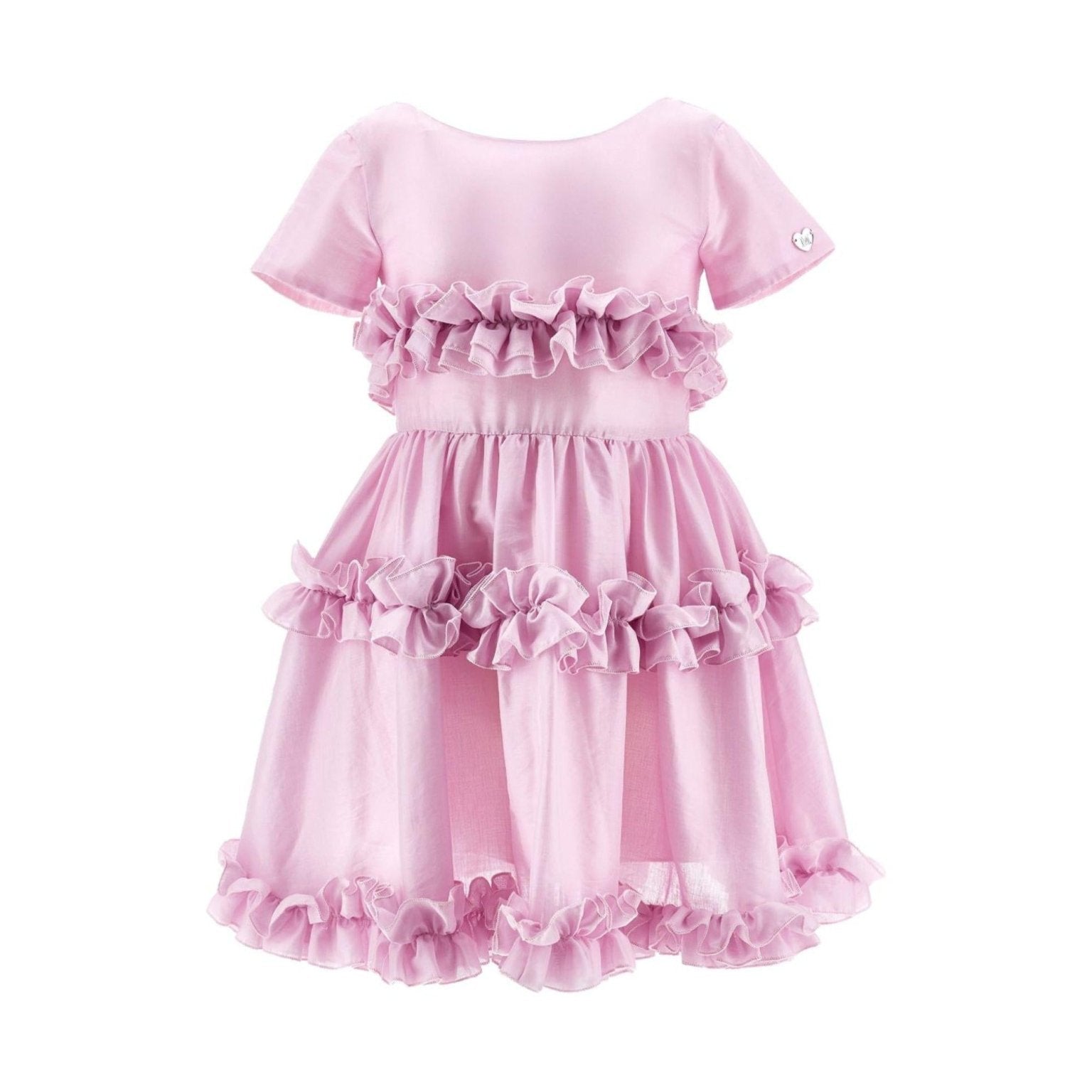 Abito per bambina Monnalisa rosa con ruches - Rubino Kids