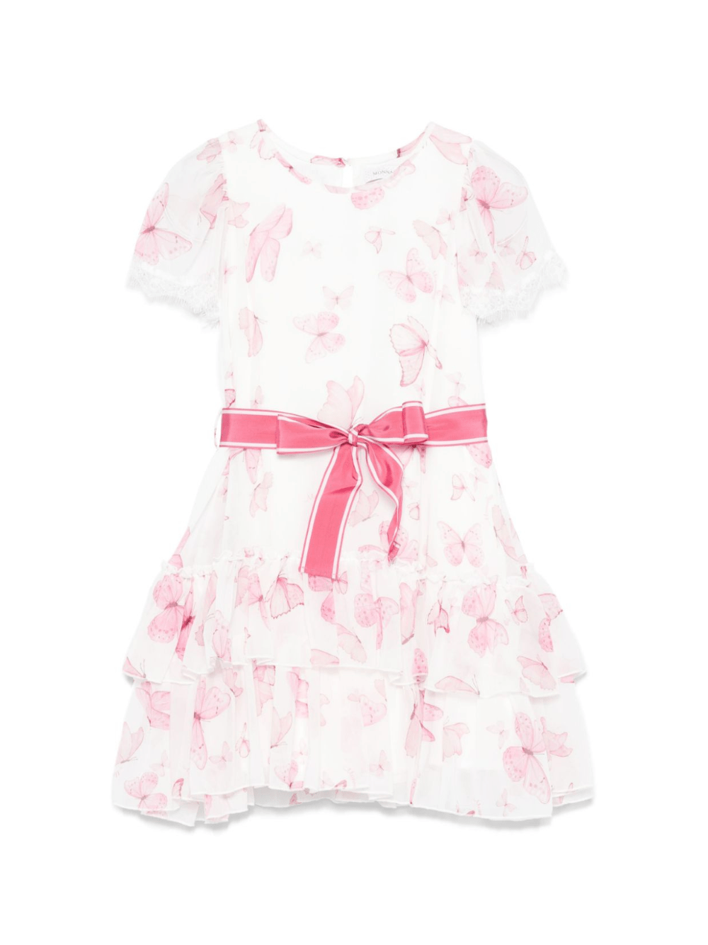 Abito per bambina Monnalisa rosa con stampa farfalla - Rubino Kids
