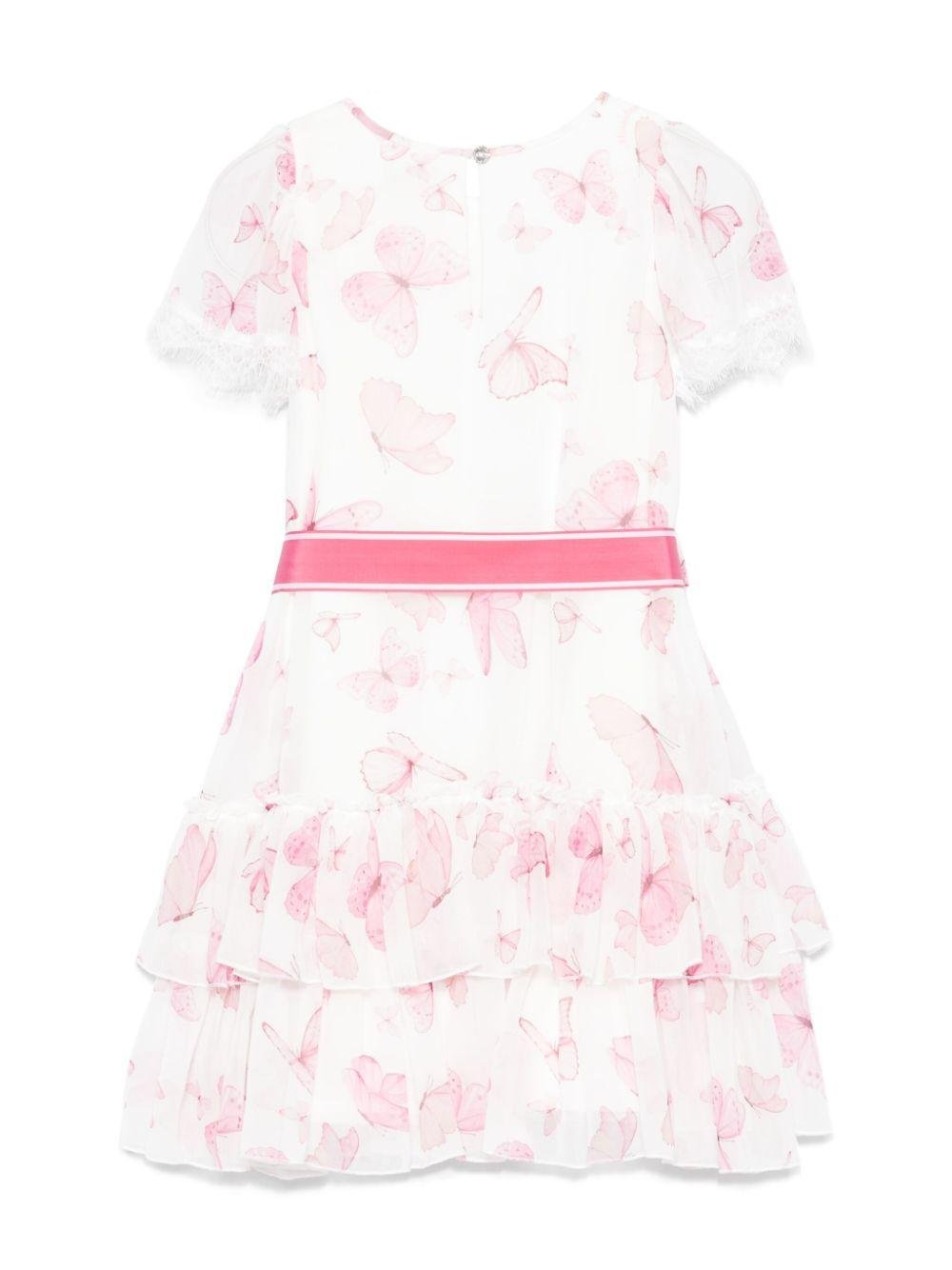 Abito per bambina Monnalisa rosa con stampa farfalla - Rubino Kids