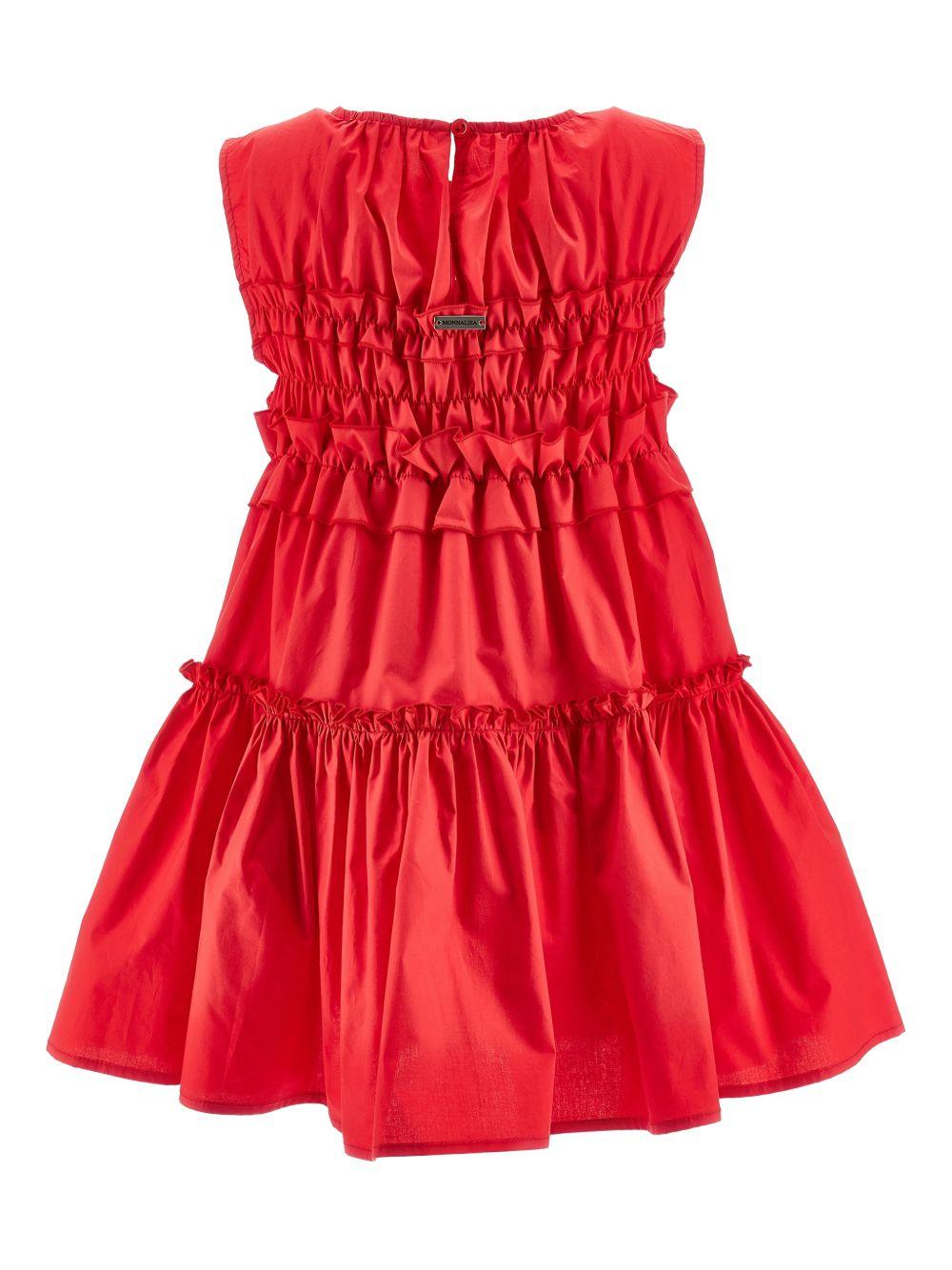 Abito per bambina Monnalisa rosso smanicato con ruches - Rubino Kids