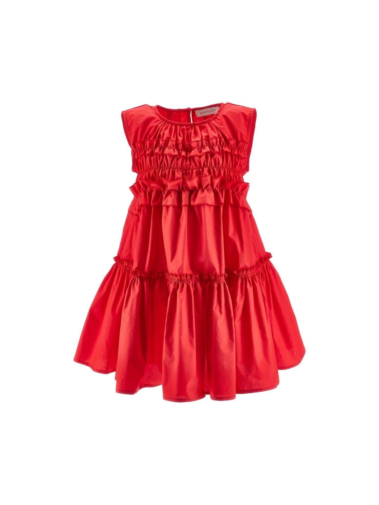 Abito per bambina Monnalisa rosso smanicato con ruches - Rubino Kids