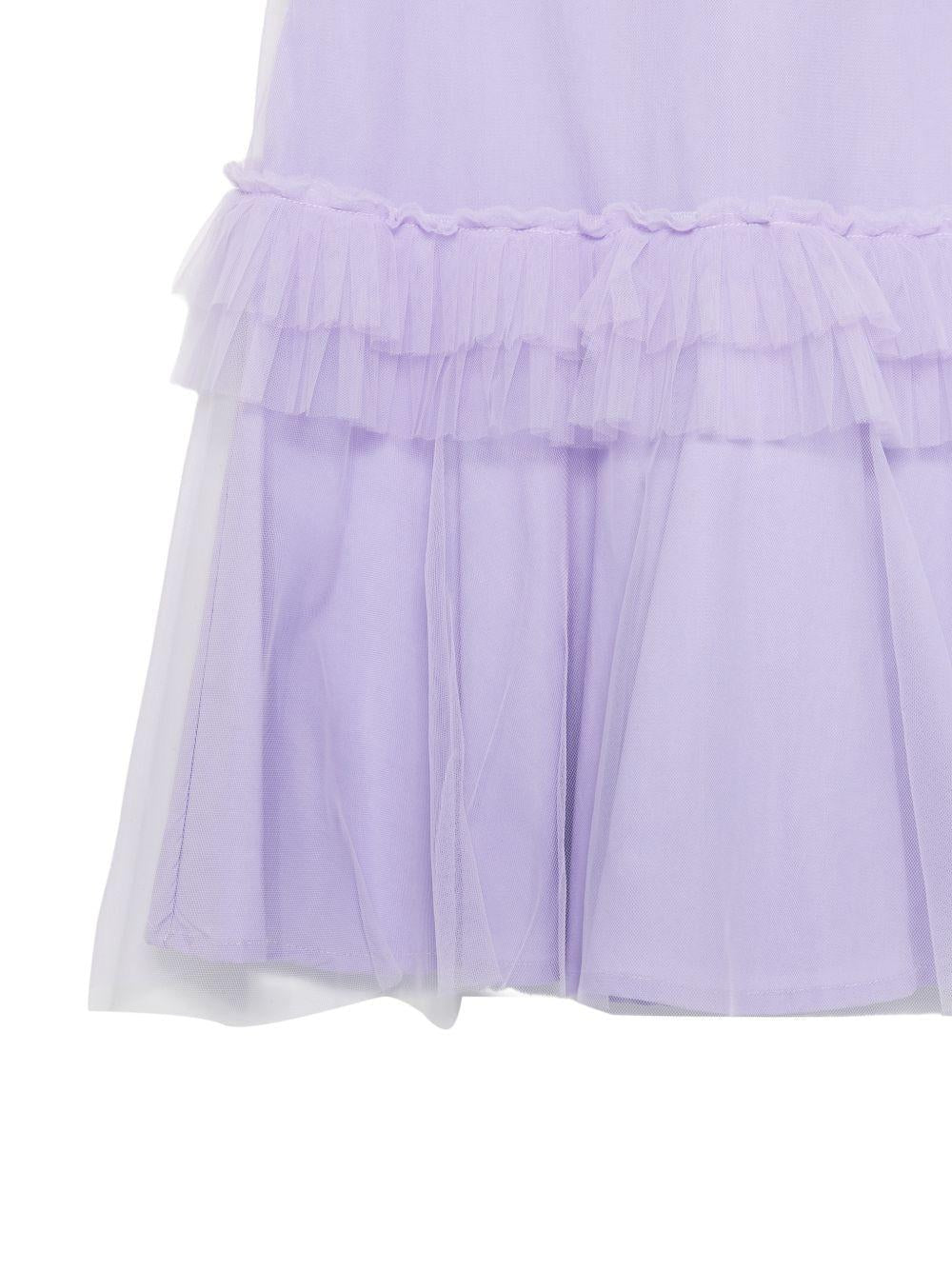 Abito per bambina Monnalisa viola con dettagli con ruches - Rubino Kids