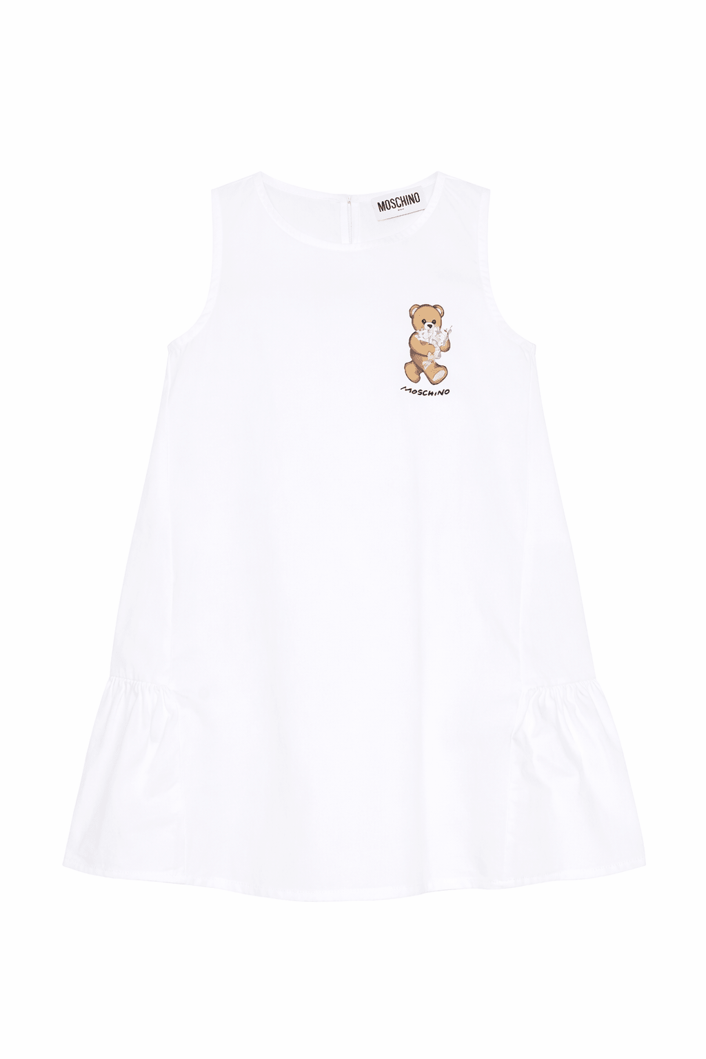 Abito per bambina Moschino Kids bianco con stampa Teddy Bear - Rubino Kids