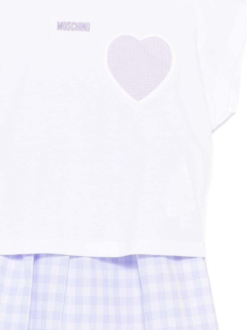 Abito per bambina Moschino Kids viola a quadretti a cuore - Rubino Kids