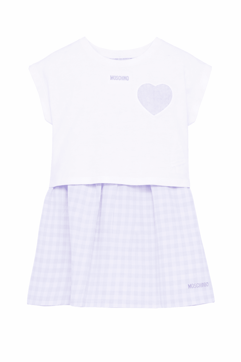 Abito per bambina Moschino Kids viola a quadretti a cuore - Rubino Kids