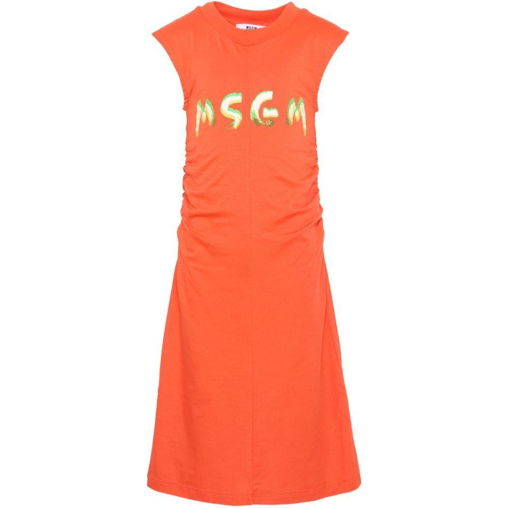 Abito per bambina MSGM Kids arancione con ruches - Rubino Kids