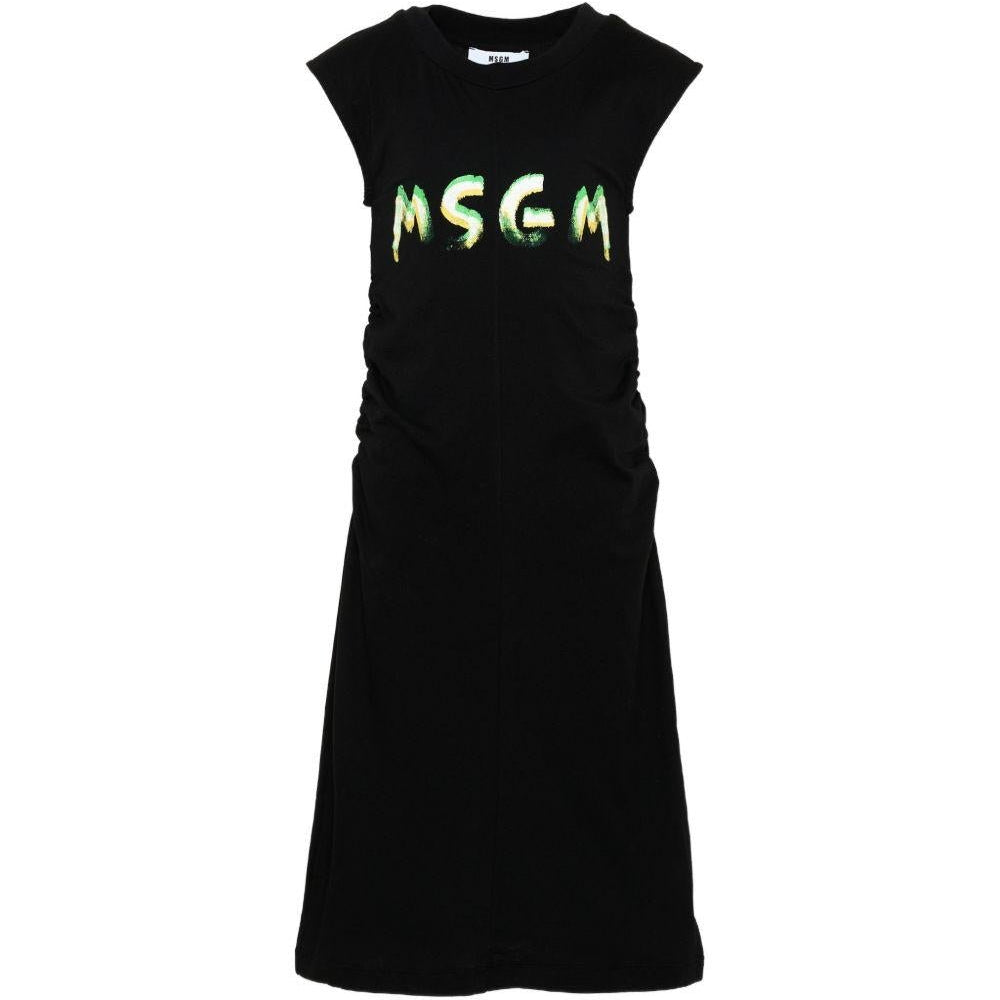 Abito per bambina MSGM Kids nero con ruches - Rubino Kids