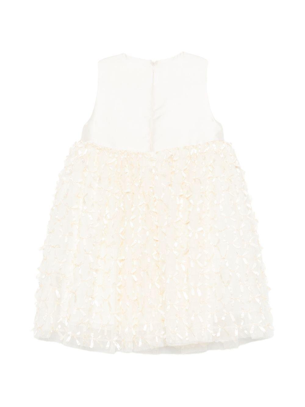 Abito per bambina Simonetta beige con applicazioni floreali - Rubino Kids