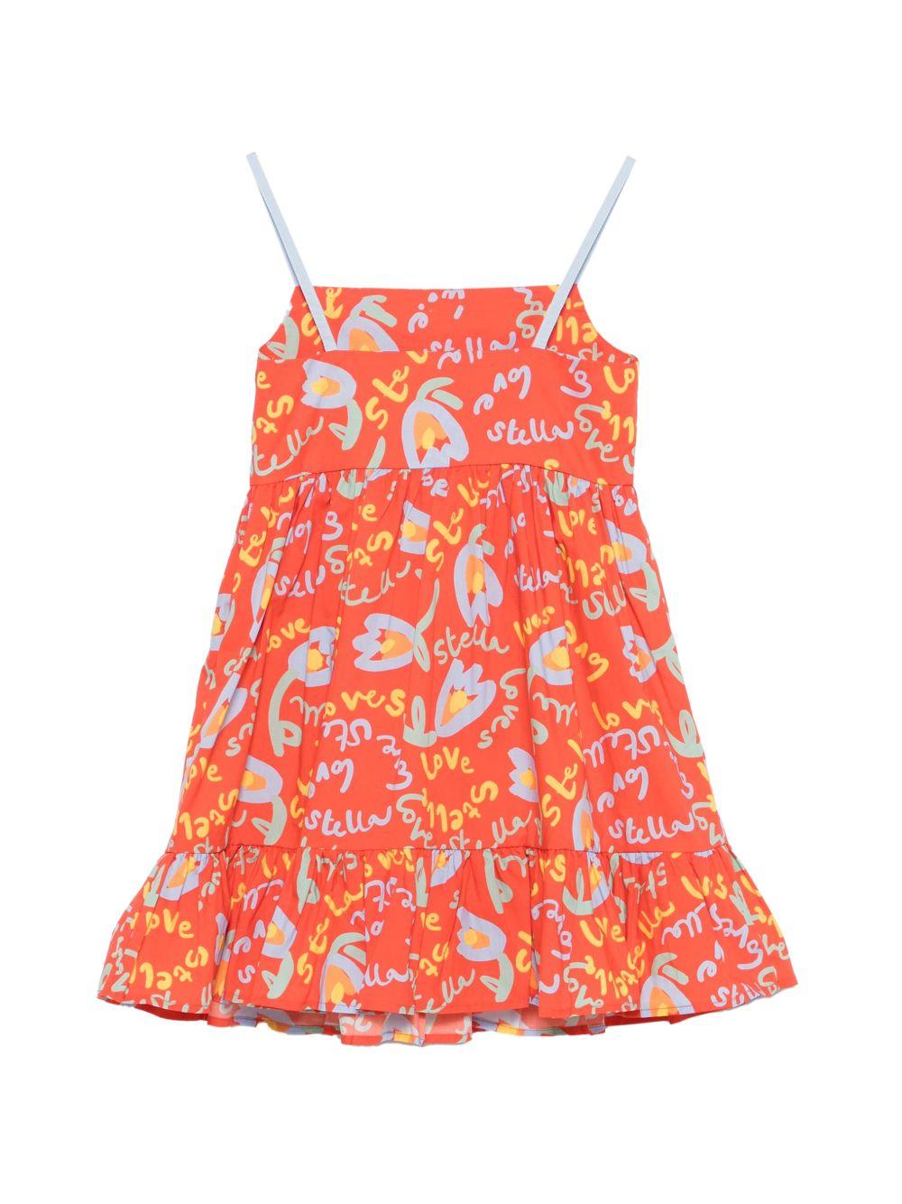 Abito per bambina Stella McCartney Kids arancione con stampa grafica all - over - Rubino Kids