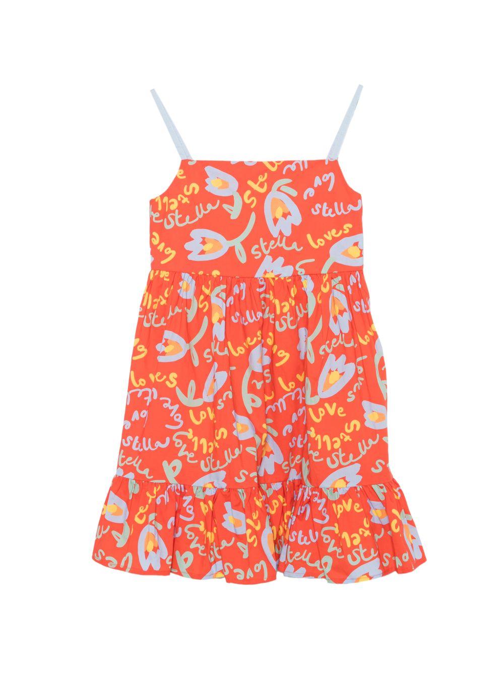 Abito per bambina Stella McCartney Kids arancione con stampa grafica all - over - Rubino Kids