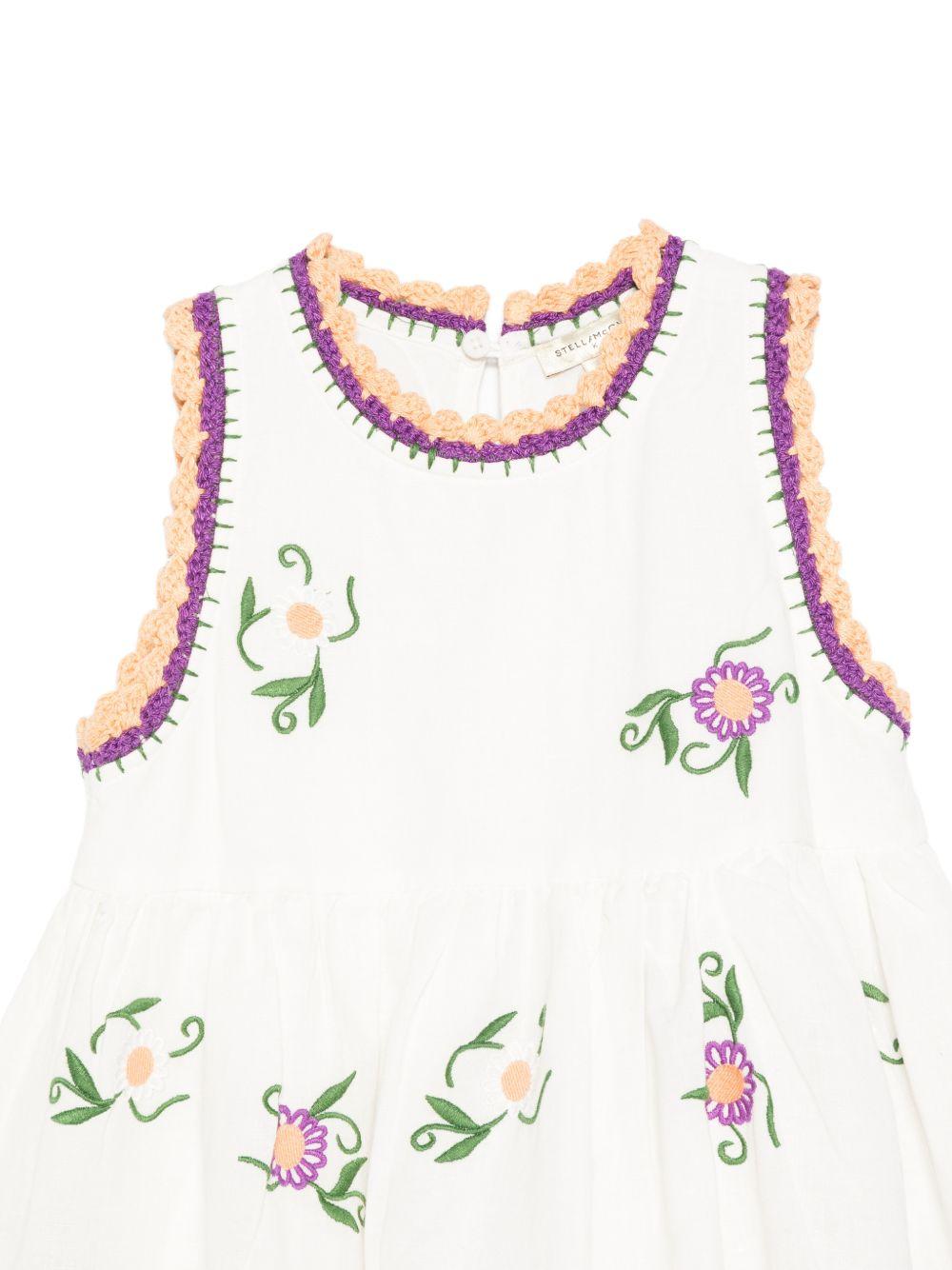 Abito per bambina Stella McCartney Kids bianco con fiori ricamati - Rubino Kids