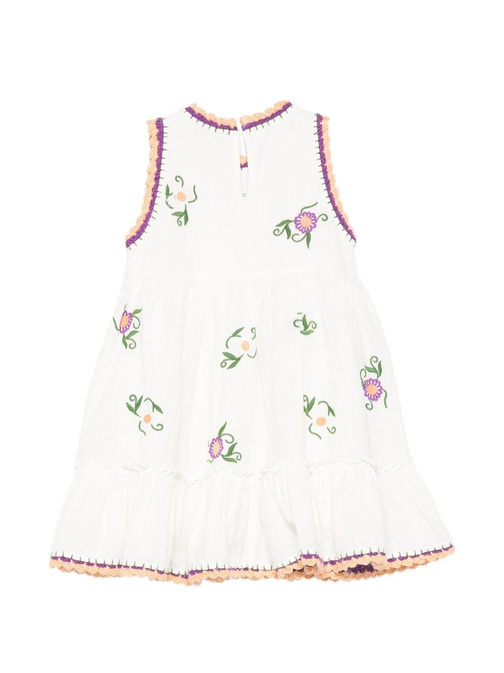 Abito per bambina Stella McCartney Kids bianco con fiori ricamati - Rubino Kids