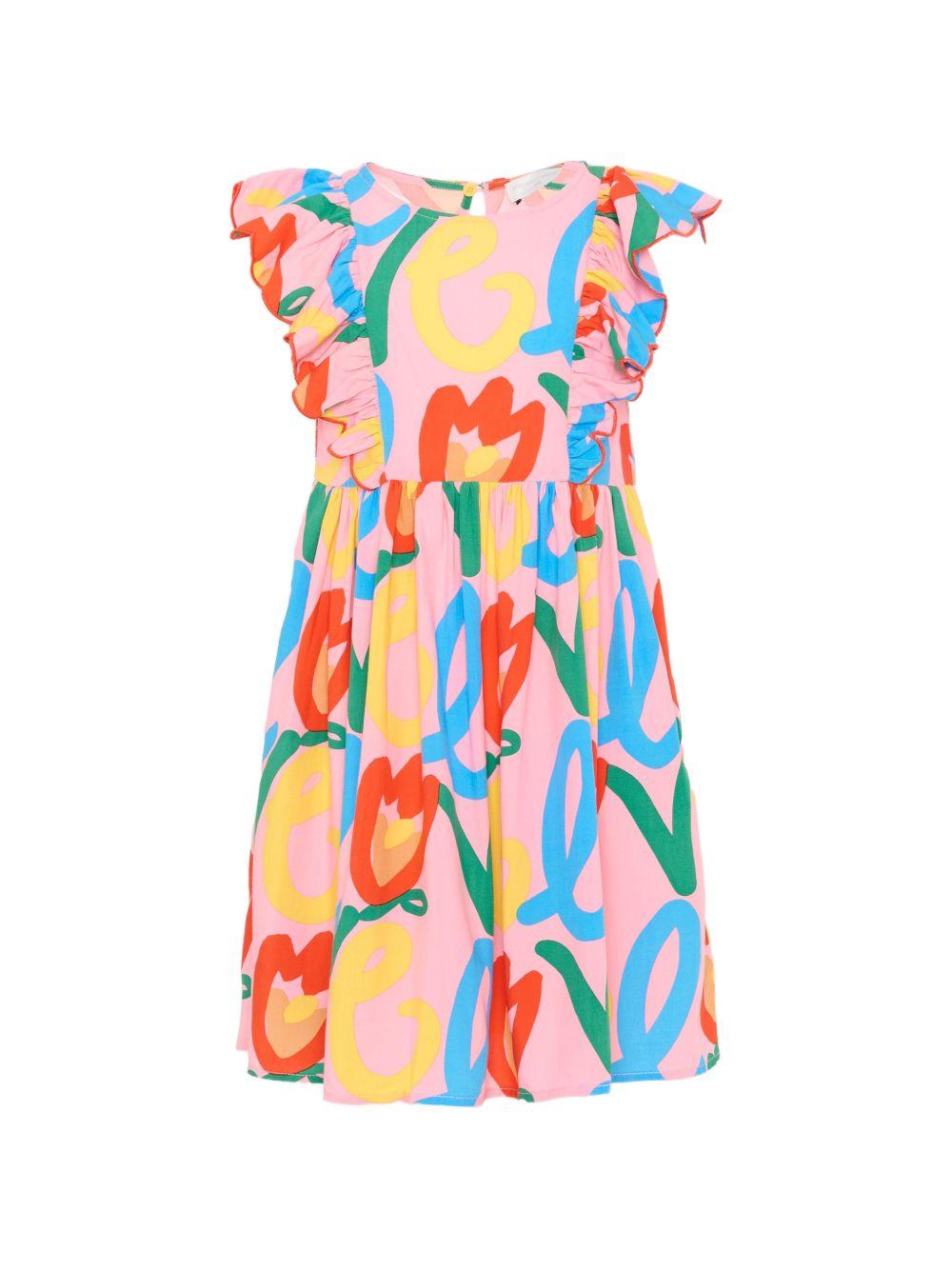 Abito per bambina Stella McCartney Kids rosa con stampa grafica all - over - Rubino Kids