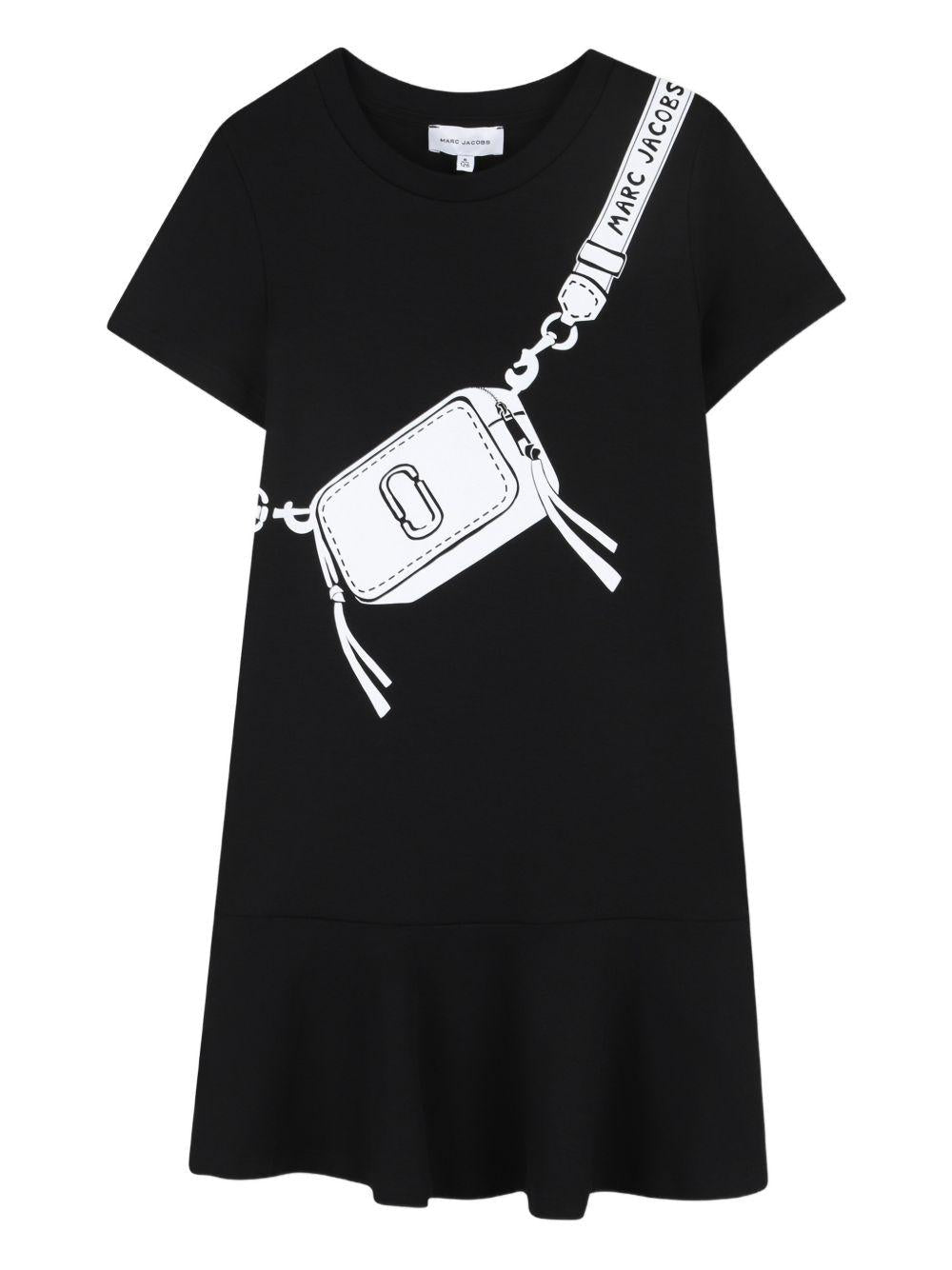 Abito per bambina The Marc Jacobs Kids nera con stampa borsa - Rubino Kids