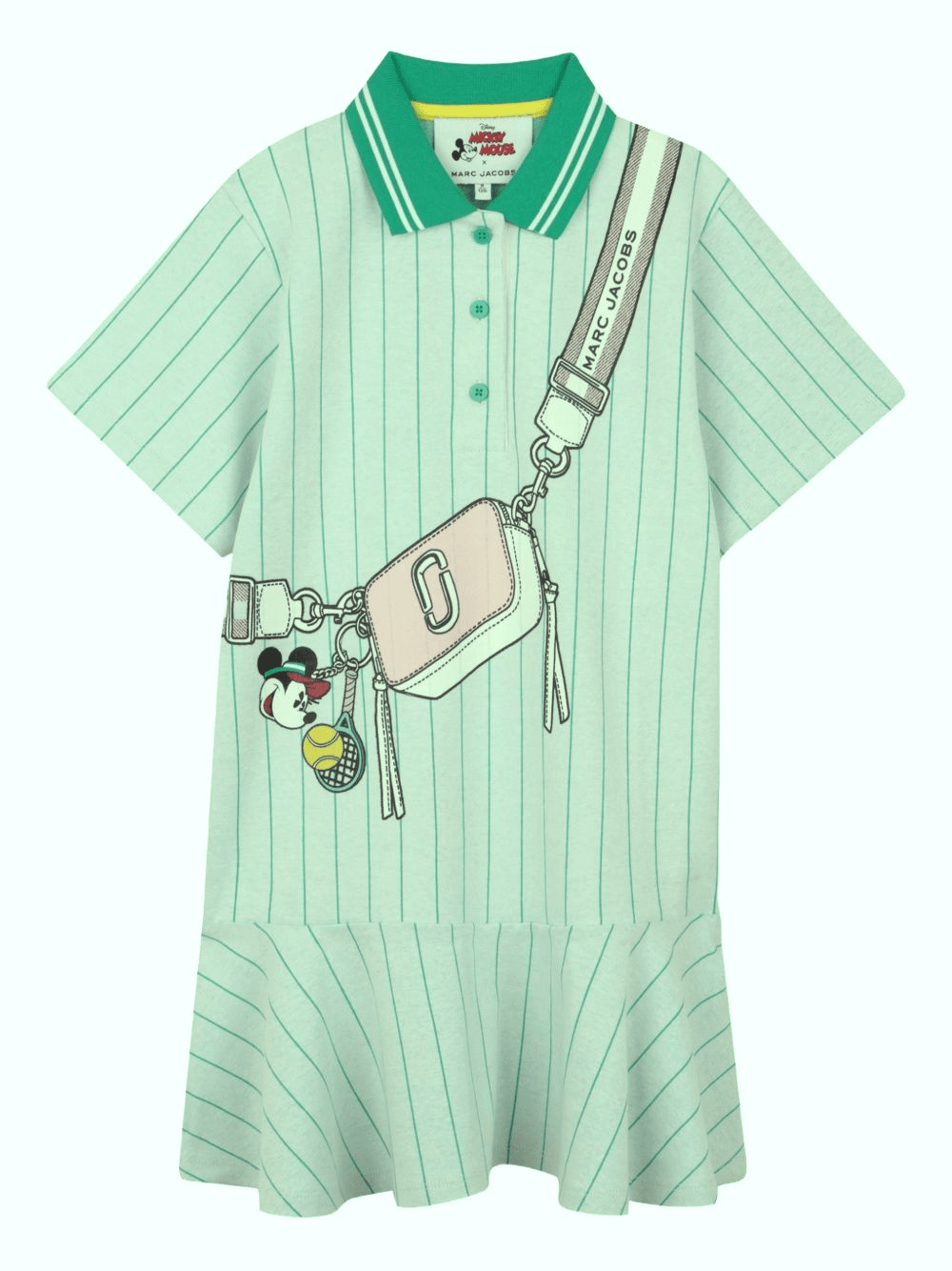 Abito per bambina The Marc Jacobs Kids x Disney verde a righe con ruches - Rubino Kids
