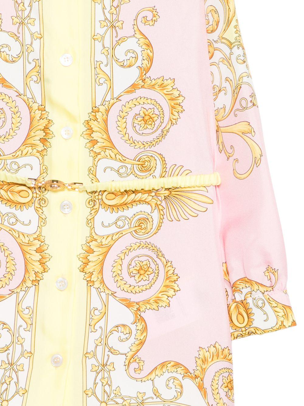 Abito per bambina Versace Kids rosa con motivo Barocco - Rubino Kids