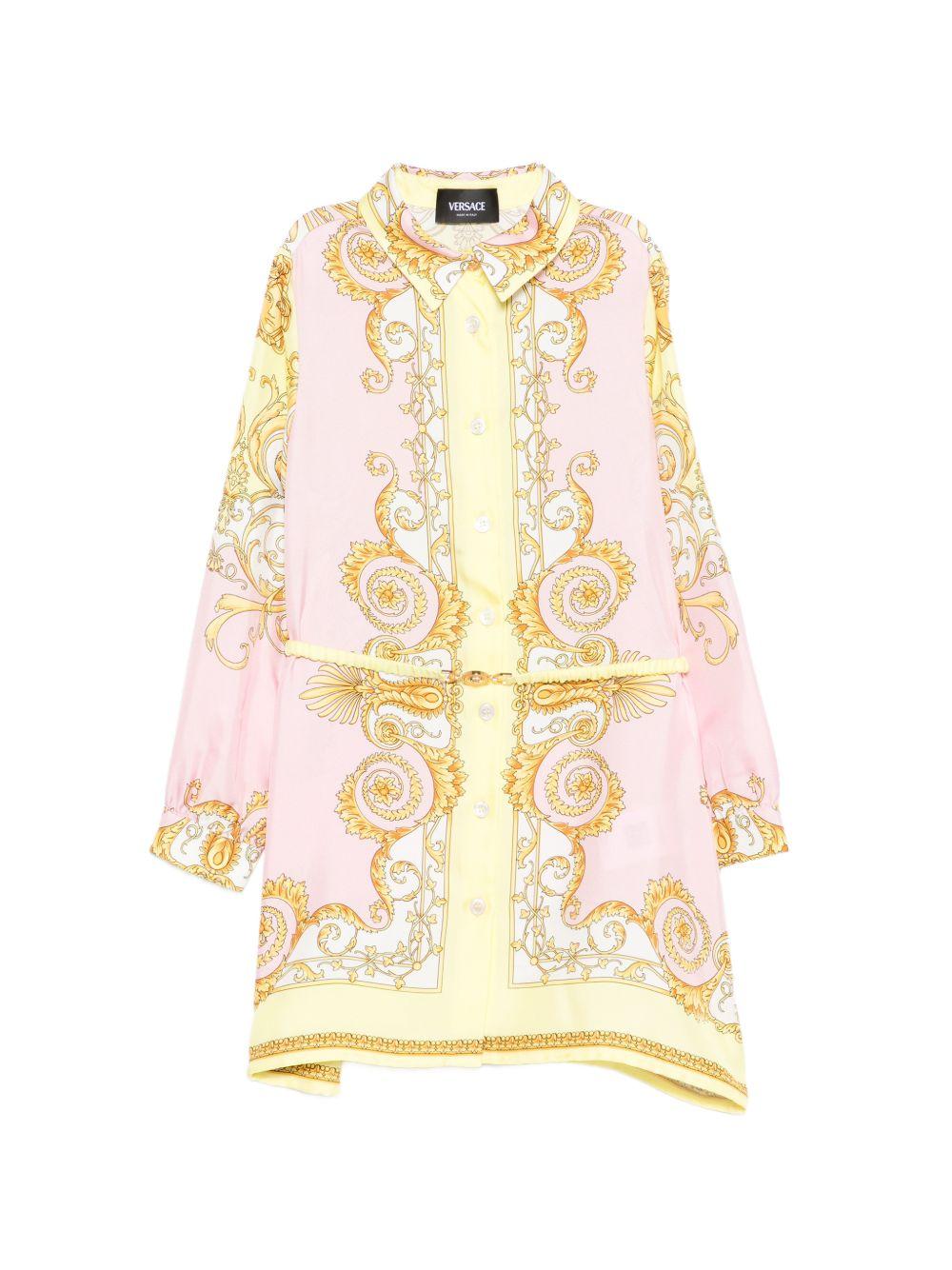 Abito per bambina Versace Kids rosa con motivo Barocco - Rubino Kids