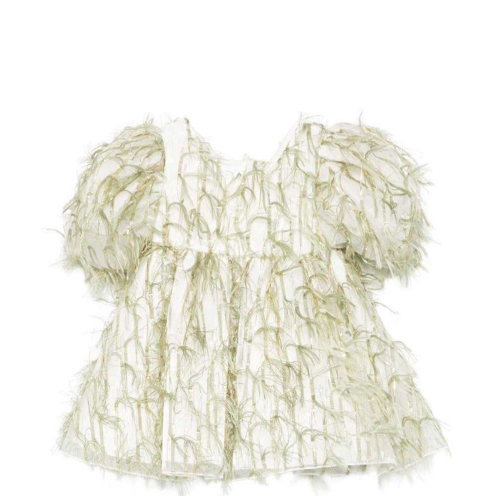 Abito per neonata Alapage verde con dettagli frange - Rubino Kids