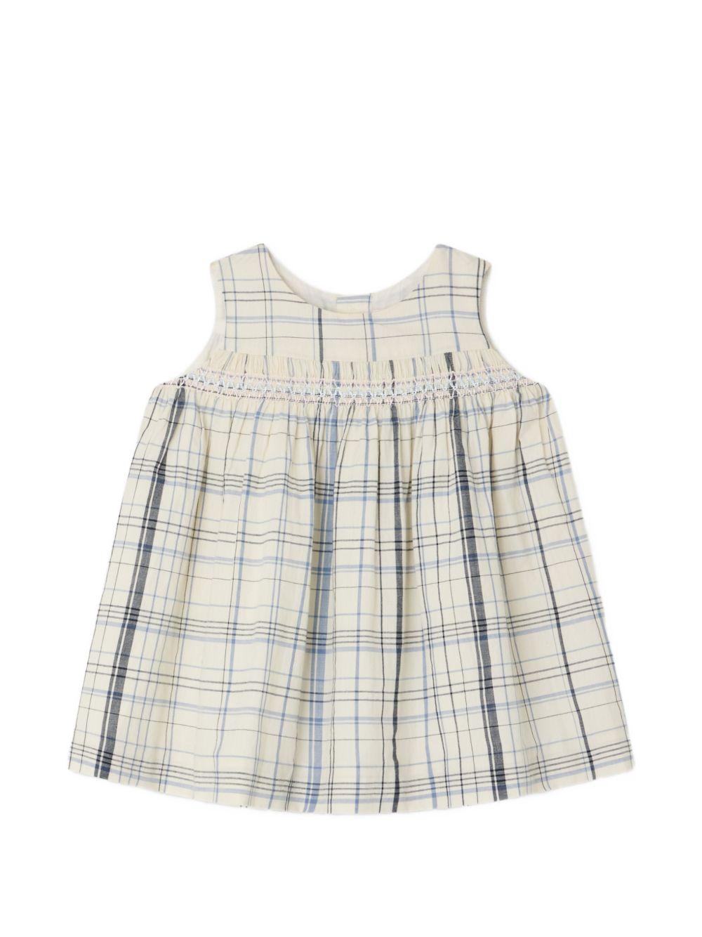 Abito per neonata Bonpoint beige con motivo a quadri - Rubino Kids