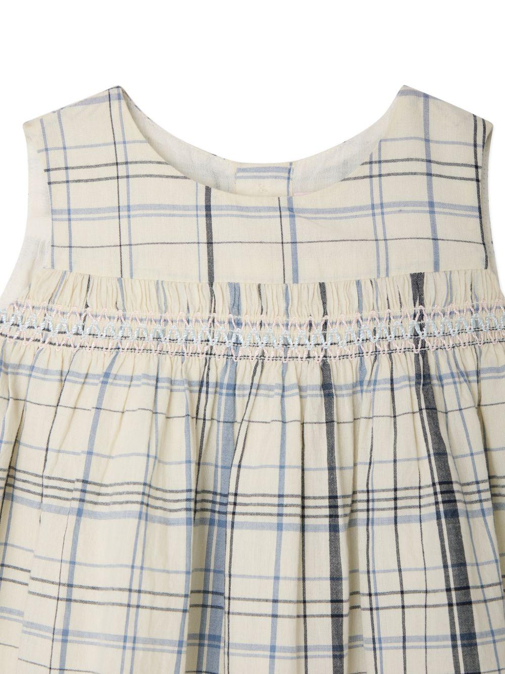 Abito per neonata Bonpoint beige con motivo a quadri - Rubino Kids