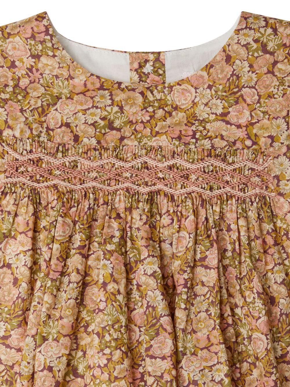 Abito per neonata Bonpoint rosa con stampa a fiori - Rubino Kids