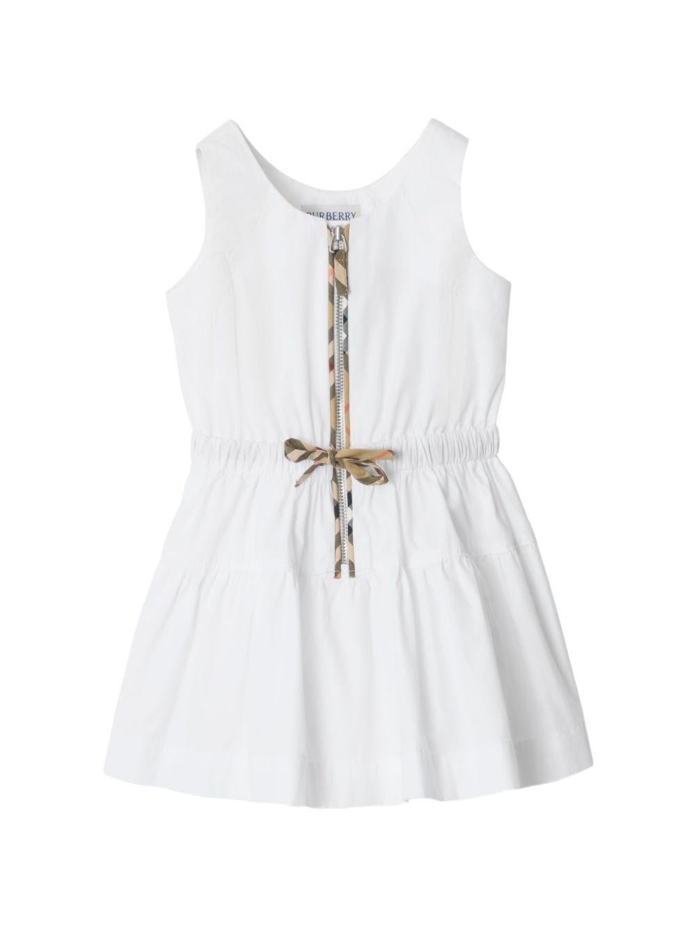 Abito per neonata Burberry Kids bianco con inserti con motivo Vintage Check - Rubino Kids