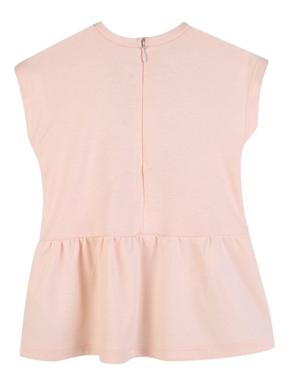 Abito per neonata Chloé Kids rosa con logo ricamato - Rubino Kids