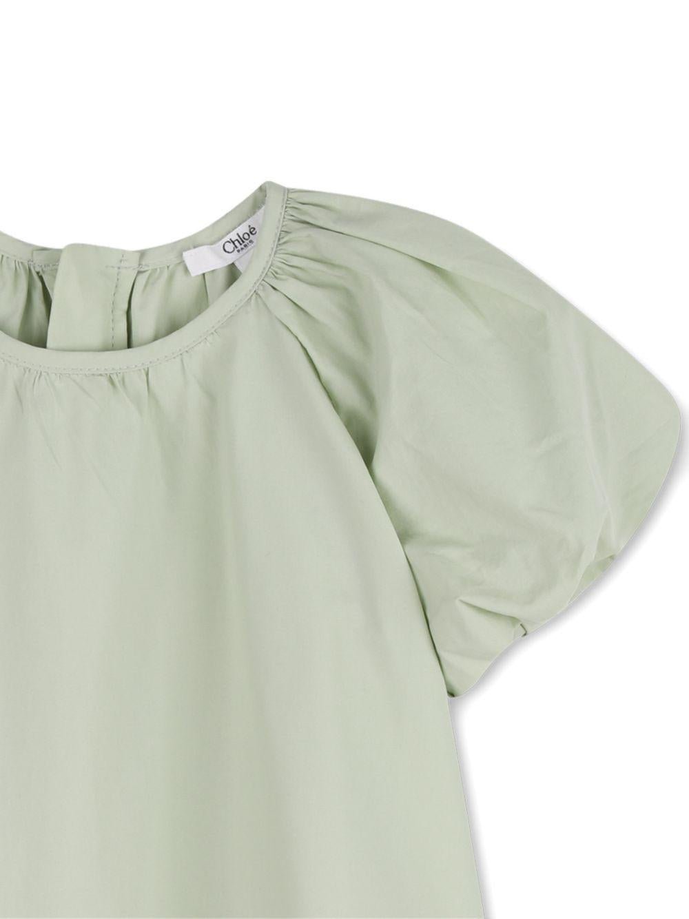 Abito per neonata Chloé Kids verde con ricamo a fiori - Rubino Kids