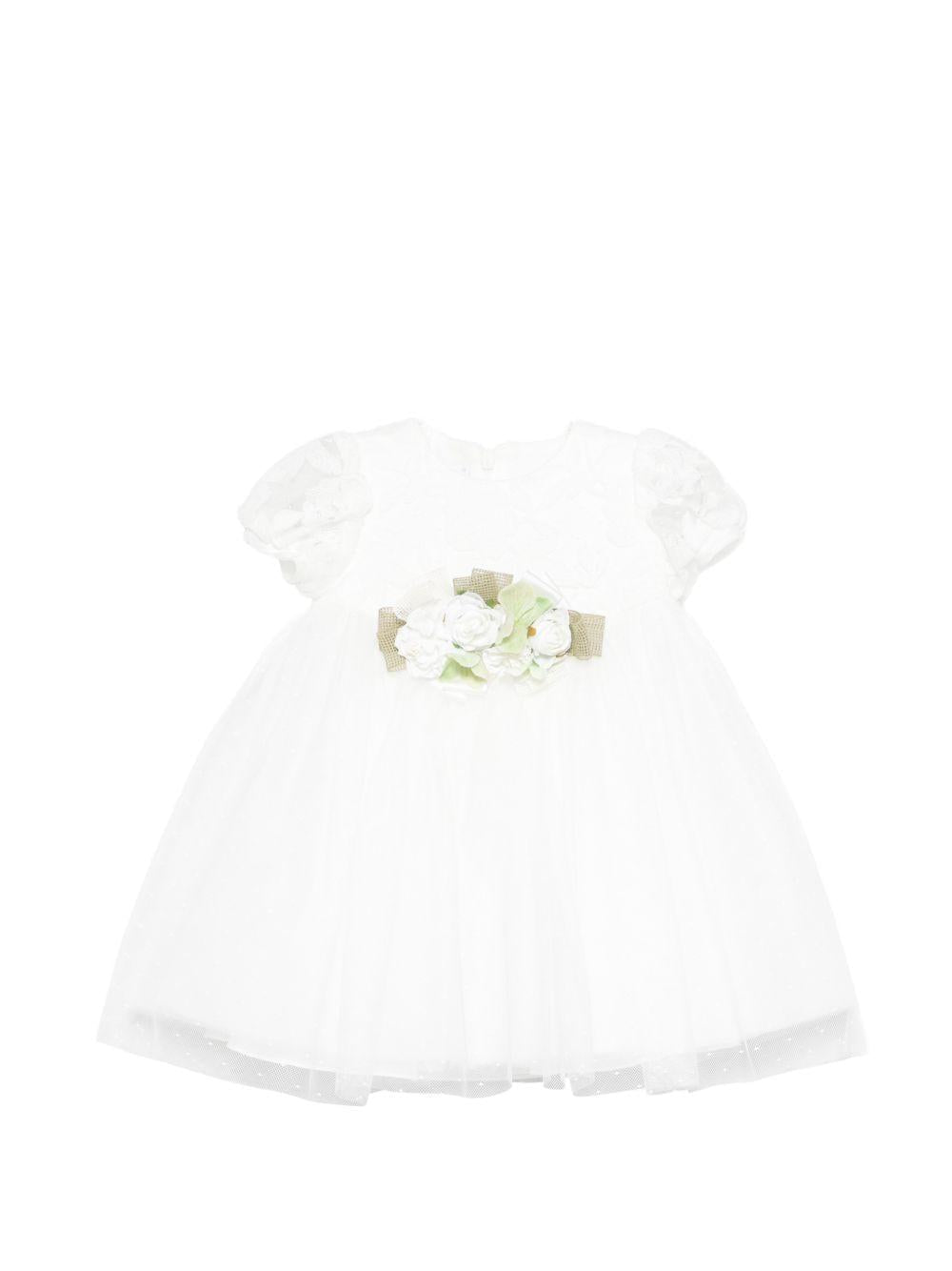 Abito per neonata Colorichiari bianco con applicazione a fiori - Rubino Kids