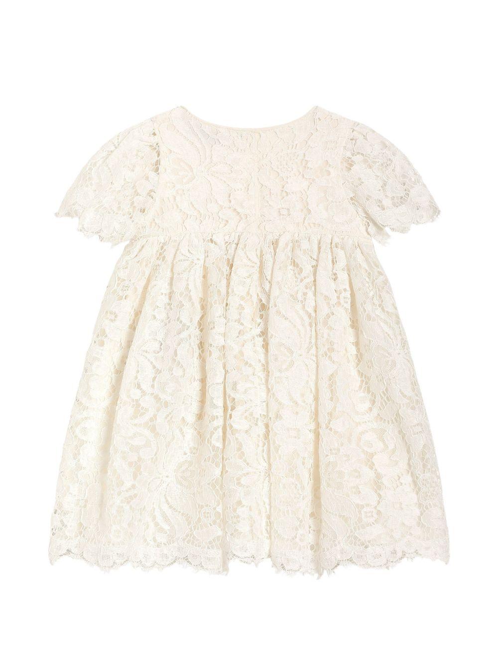 Abito per neonata Dolce & Gabbana bianco con orlo a smerlo - Rubino Kids