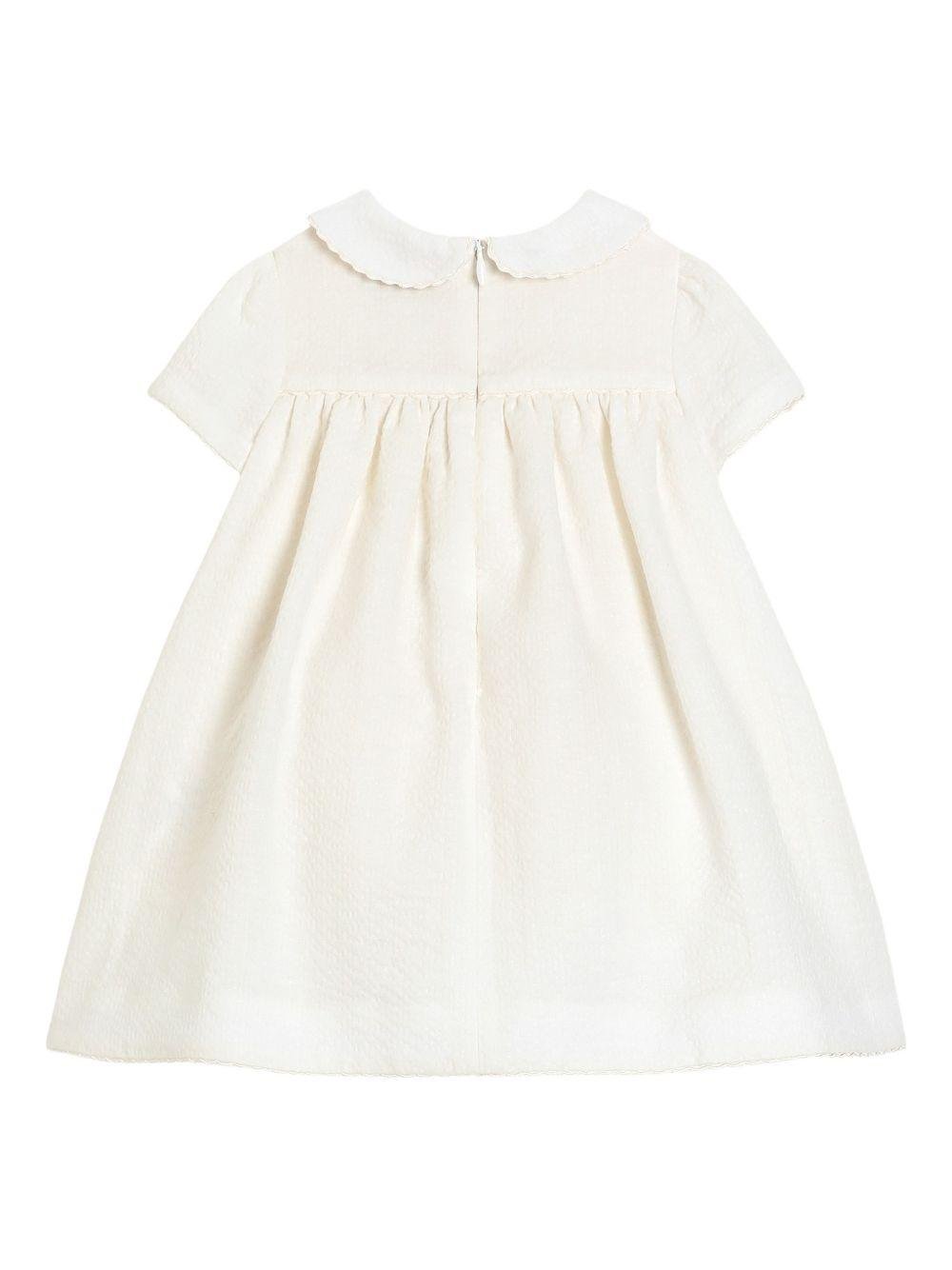 Abito per neonata Dolce & Gabbana Kids bianco con colletto alla Peter Pan - Rubino Kids