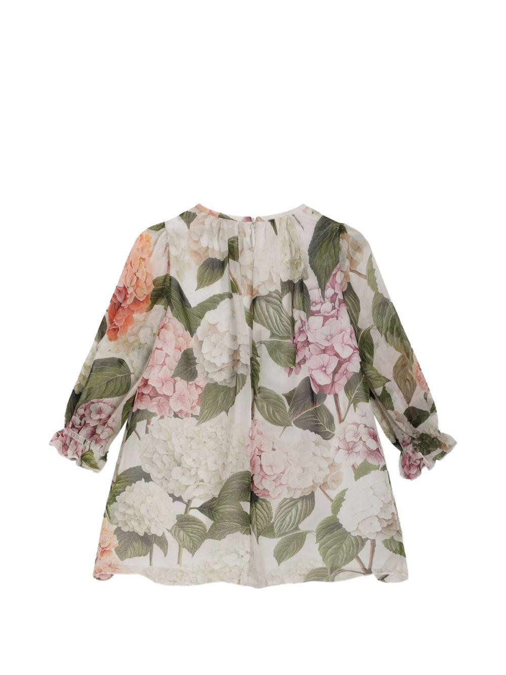 Abito per neonata Dolce & Gabbana Kids bianco con stampa ortensia - Rubino Kids