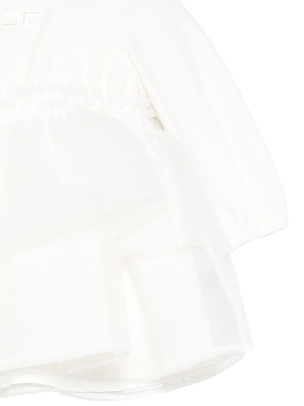 Abito per neonata Elisabetta Franchi La Mia Bambina bianco con ruches - Rubino Kids