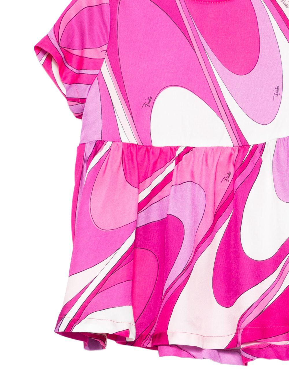 Abito per neonata Emilio Pucci Junior fucsia con stampa grafica - Rubino Kids